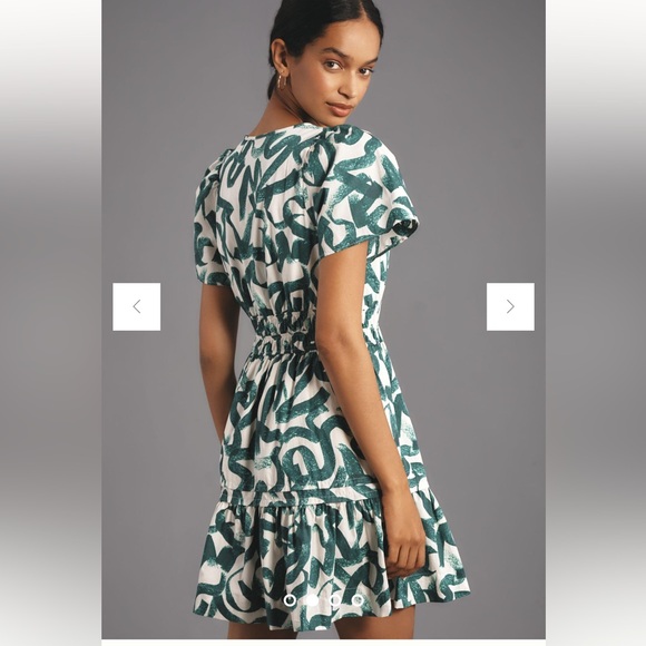 Anthropologie The Somerset Mini Dress Dark Green white short sleeve medium NEW - Picture 4 of 13